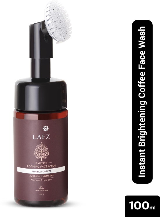 LAFZ Caffeine Foaming Face Wash For Glowing Skin | With Arabica Coffee | Built-in Brush For Exfoliation | Deeply cleanses and Unclogs Pores | Anti Pollution face wash for Men & Women - 100 ml