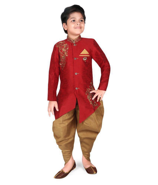 Ahhaaaa Ethnic Wear Hand Work embroidery Sherwani/Indo Western With Dhoti Pant For Kids and Boys - None