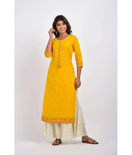 Swasti - Yellow Cotton Womens Straight Kurti ( Pack of 1 ) - None