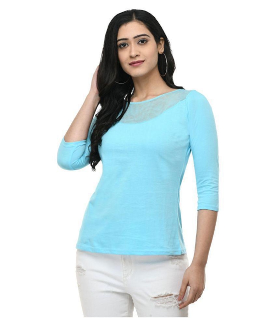 SAAKAA Poly Viscose Regular Tops - Turquoise - L