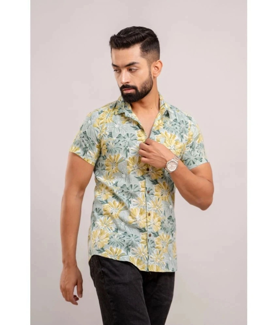 Frionkandy 100% Cotton Regular Fit Printed Half Sleeves Mens Casual Shirt - Green ( Pack of 1 ) - None