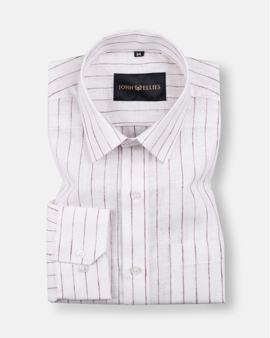 Zenith Potter''s Pink Stripe On White Linen Shirt-40 / M