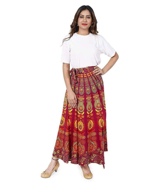 Rangun Cotton A-Line Skirt - Maroon - 29-32