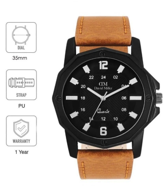 David Miller - Brown PU Analog Mens Watch