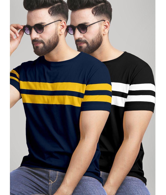 AUSK - Black Cotton Blend Regular Fit Mens T-Shirt ( Pack of 2 ) - None