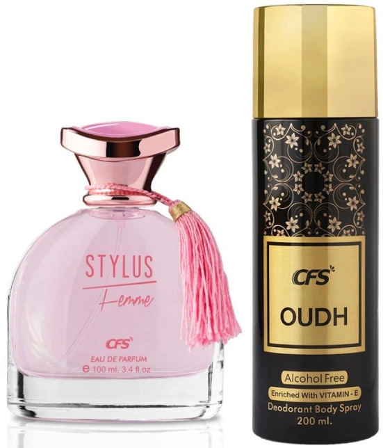 CFS Stylus Pink EDP Long Lasting Perfume & Oudh Black Deodorant Body Spray