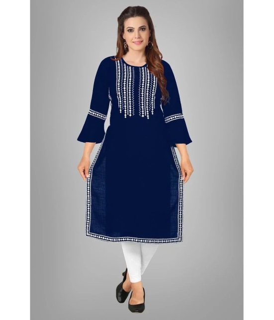 Kapadia - Blue Rayon Womens Straight Kurti ( Pack of 1 ) - None