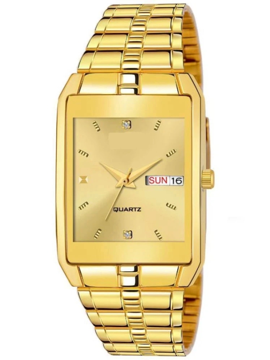 Rhonium Gold Metal Analog Mens Watch