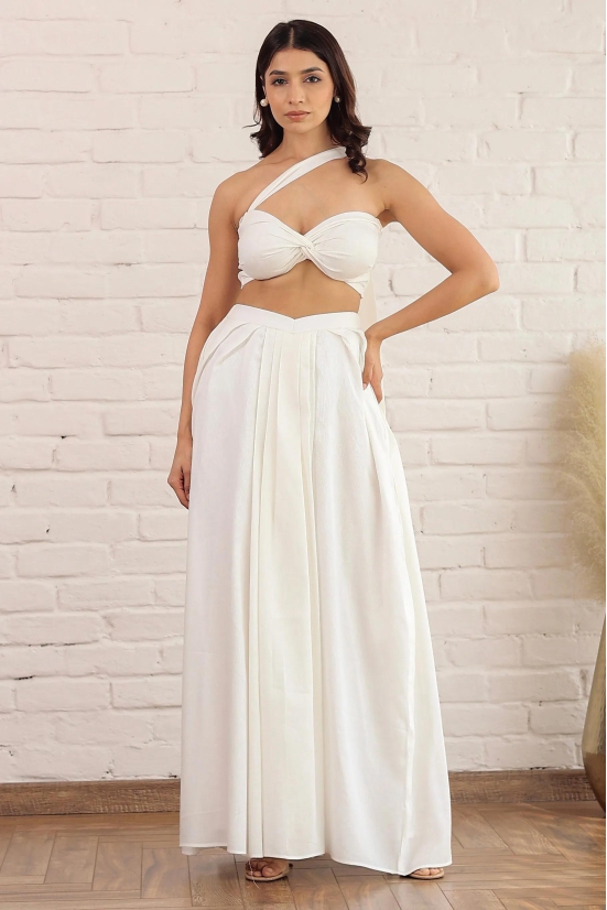 White bandeau top and skirt-S / With shirt