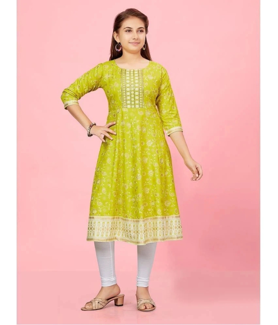 Aarika Lime Green Cotton Girls Kurti Legging Set ( Pack of 1 ) - None