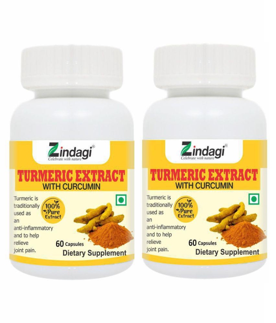 Zindagi Turmeric Extract Capsules - Turmeric Capsules - Health Supplement - Haldi Capsules 60 gm Natural Multivitamins Capsule Pack of 2