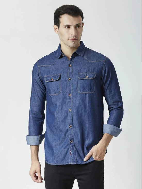 HJ HASASI Denim Regular Fit Solids Full Sleeves Mens Casual Shirt - Blue ( Pack of 1 ) - None