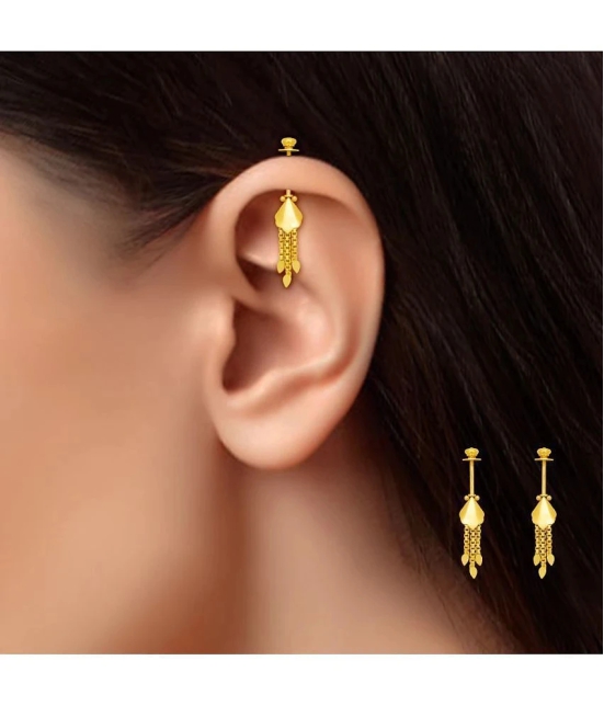 LUV FASHION Golden Stud Earrings ( Pack of 1 ) - Golden