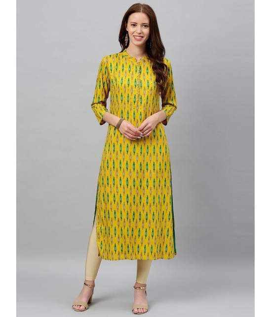 KIPEK - Mustard Rayon Womens Straight Kurti ( Pack of 1 ) - None