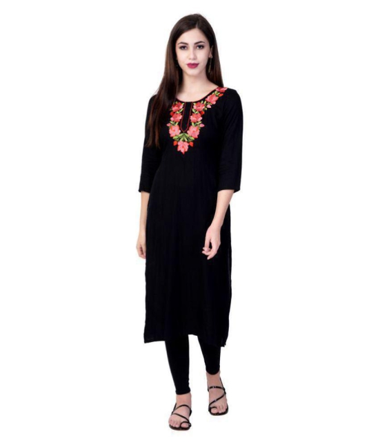 GOD BLESS Black Rayon Straight Kurti - Single - XXL