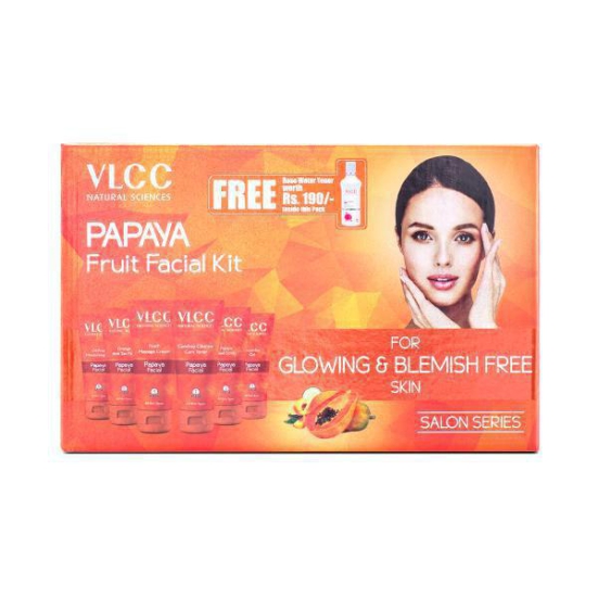 VLCC Papaya Fruit Facial Kit - 300 g with FREE Rose Water Toner - 100 ml