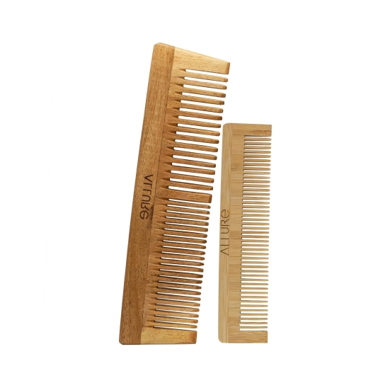 Allure Neem Wood Regular and Pocket Hair Combs (CB-01+CR-01)-2Pcs