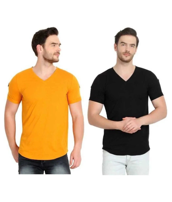 Glito Cotton Black Solids T-Shirt Pack of 2 - None