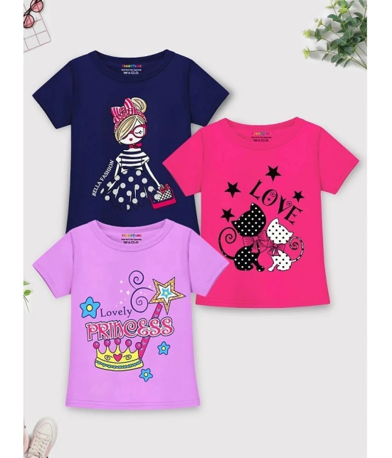 Trampoline Multicolor Cotton Blend Girls T-Shirt ( Pack of 3 ) - None