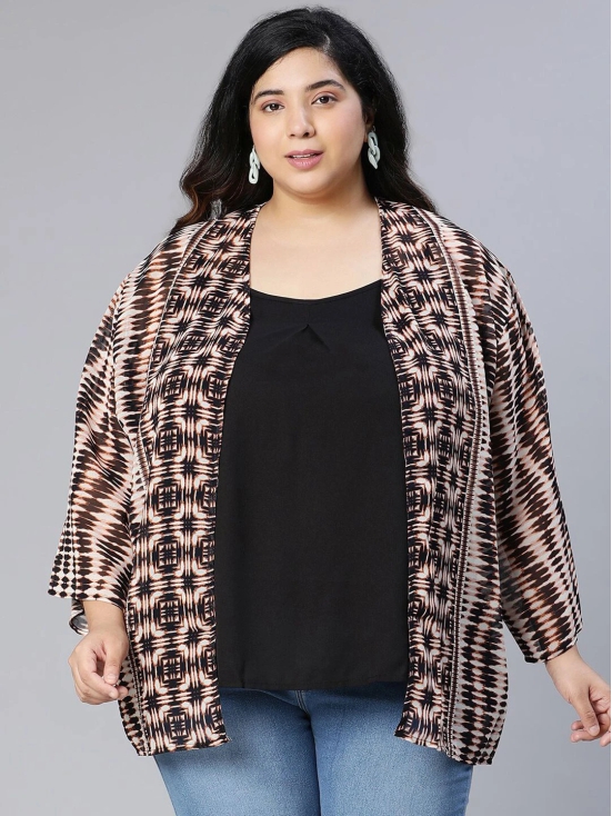 Oxolloxo Women Plus Size Printed Open Front Shrug