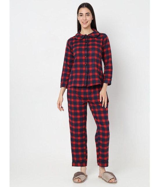 Smarty Pants - Red Cotton Womens Nightwear Nightsuit Sets ( Pack of 1 ) - None