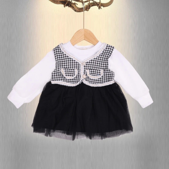 Girls Embellished Full Sleeve Casual Dress-Black / 4-5 years