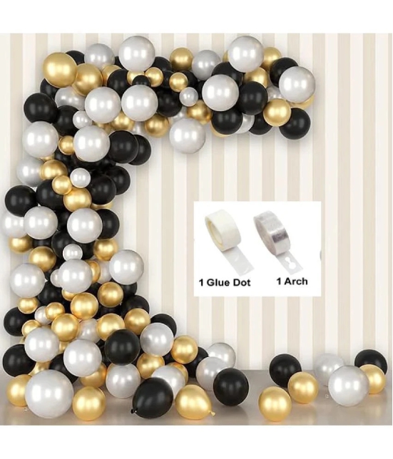 Kiran Enterprises 50 pcs Metallic Balloon + 1 Balloon Arch + 1 Balloon Glue Dot  Birthday Balloon Decoration - Black