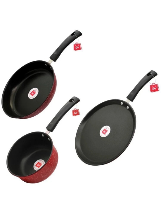 LAZYWINDOW Souce/Fry Pan & Tawa Maroon Hard Anodised Non-Stick Cookware Sets ( Set of 1 )