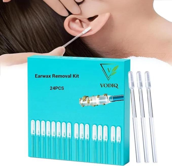 VODIQ Reusable Sticky Earwax Removal Kit, Earwax Remover Soft Silicone, Sticky Ear Sticks Sticky Ear Cleaning Tool, Efficient Quick Way Remove Ear Wax for Ear Cleaning(24 Pcs)