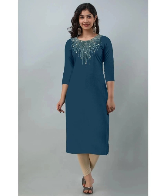 JASH CREATION - Blue Rayon Womens Straight Kurti ( Pack of 1 ) - None