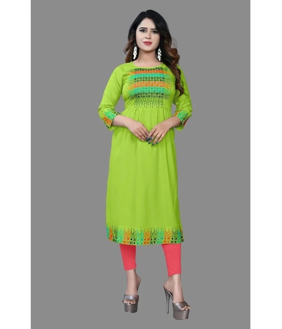 haya fashion - Lime Green Rayon Womens Straight Kurti ( Pack of 1 ) - None