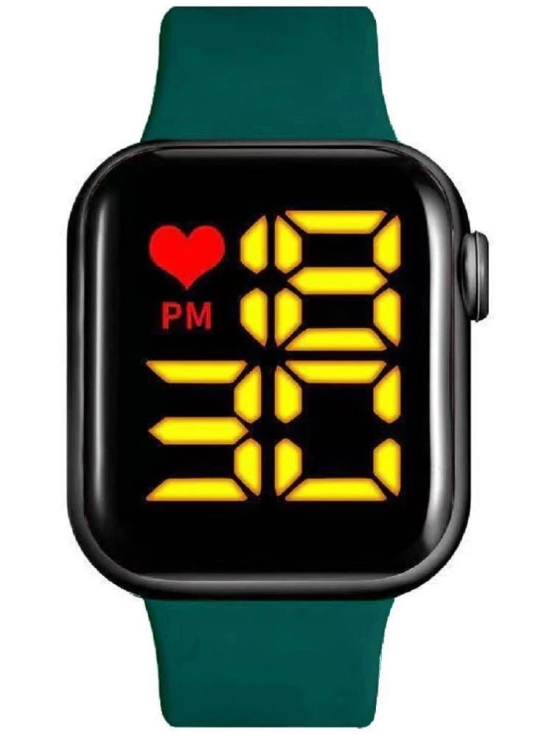 Rhonium Green Silicon Digital Mens Watch