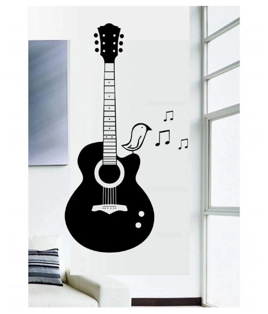 Asmi Collection Feel The Music with Guitar Musical Wall Sticker ( 7 x 40 cms )