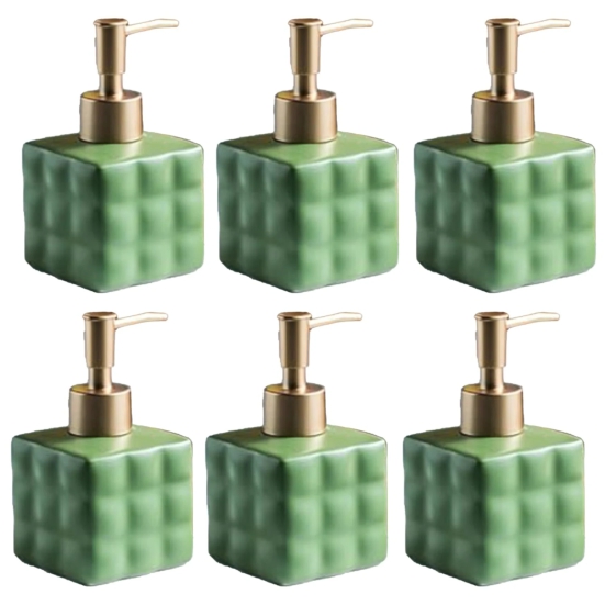 Kuber Industries Liquid Soap Dispenser, Pack of 6, 220 ml, Green.-Kuber Industries Liquid Soap Dispenser, Pack of 6, 220 ml, Green, for Handwash, Shampoo, Bathroom, Wash Basin.