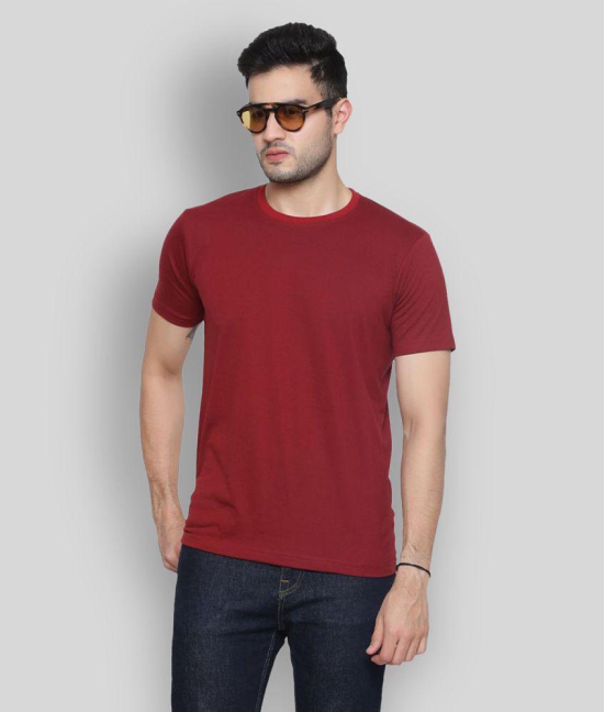 GENTINO - Maroon Cotton Blend Regular Fit Men's T-Shirt ( Pack of 1 ) - None