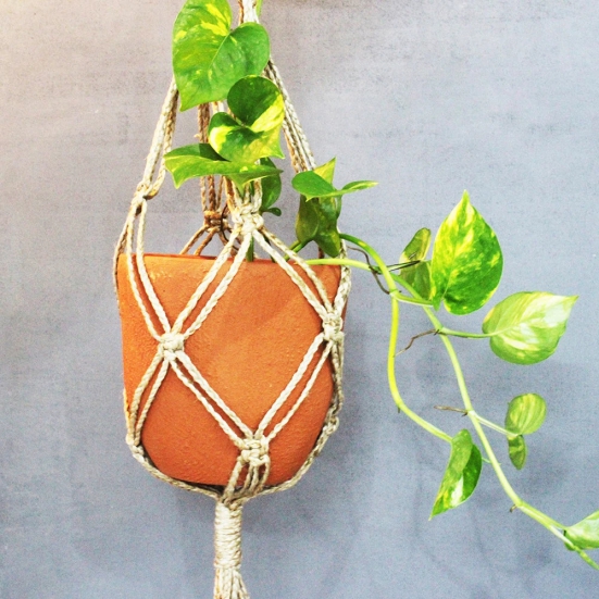 Handcrafted Terracotta Classic Terracotta Planter with Jute Macrame Hanger Design-4