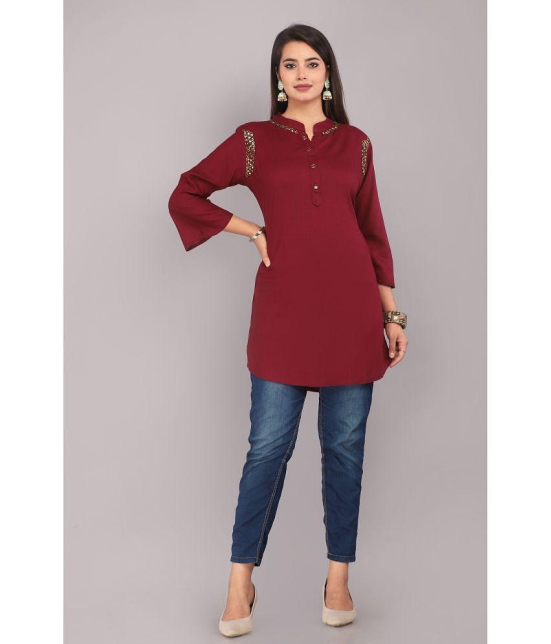 JC4U - Wine Rayon Womens Tunic ( Pack of 1 ) - None