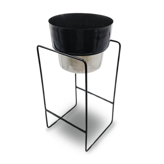 Dual Tone Metal Plant Stand Black - Grey