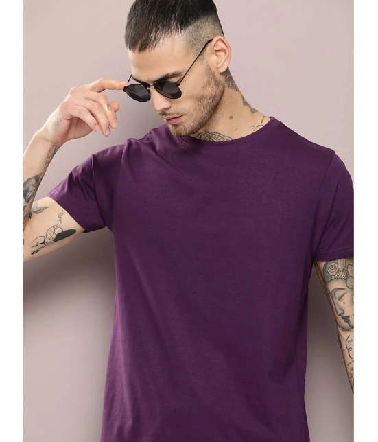 Dillinger Cotton Regular Fit Solid Half Sleeves Mens T-Shirt - Purple ( Pack of 1 ) - None