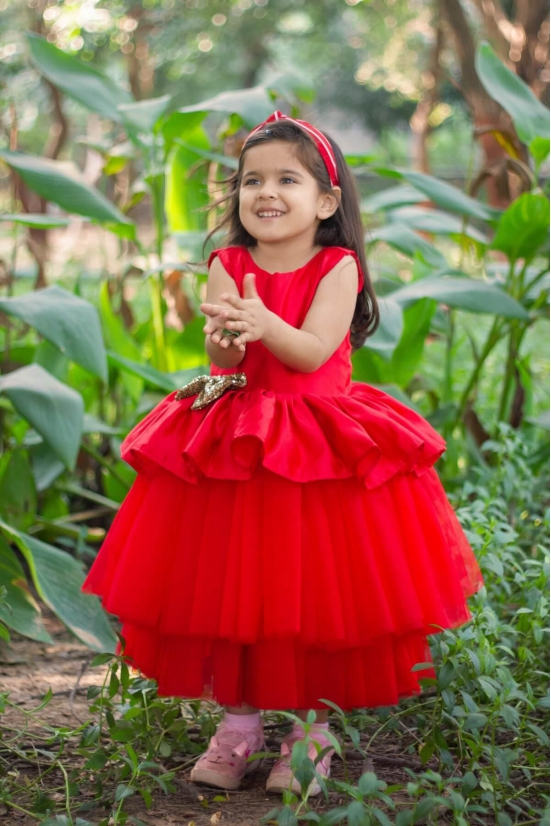 Cutedoll Red Net Kids Parywear Dress-6-12 Month