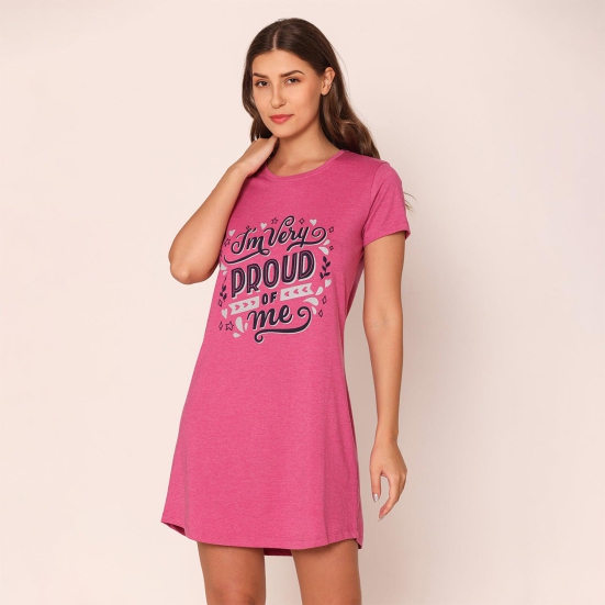 Women Cotton Sleepshirt - Fuschia Fuschia XL