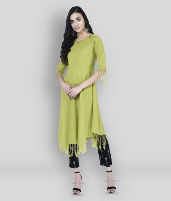 Yash Gallery - Green Cotton Womens Asymmetrical Kurti ( Pack of 1 ) - XXL