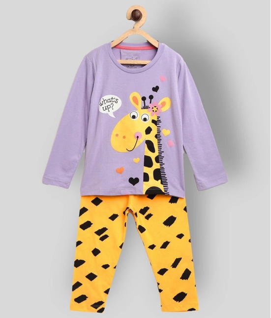 Lazy Shark - Lavender Cotton Blend Girls Night Suit Set ( Pack of 1 ) - None