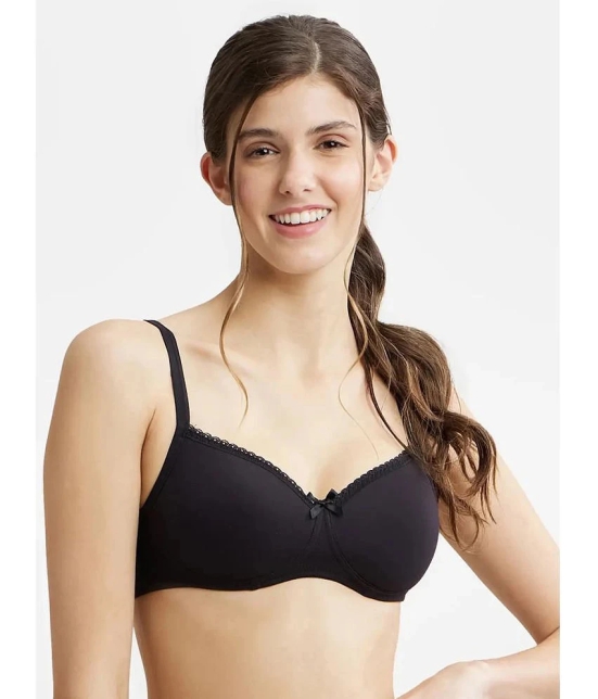 Jockey 1723 Wirefree Padded Super Combed Cotton Elastane Lace Styling T-Shirt Bra - Black - None