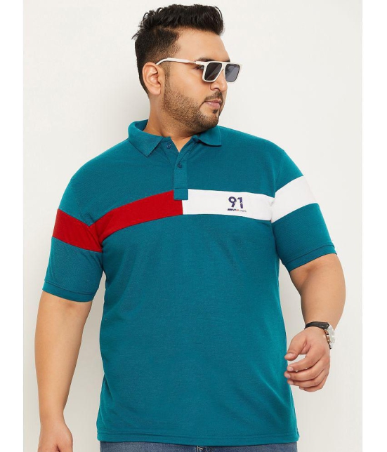 MXN - Teal Blue Cotton Blend Regular Fit Mens Polo T Shirt ( Pack of 1 ) - None