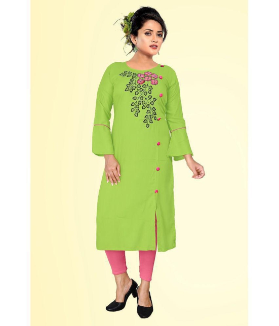 haya fashion - Lime Green Rayon Women's Straight Kurti ( Pack of 1 ) - None