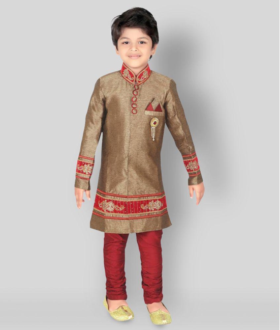 Ahhaaaa Kids Ethnic Indo-Western Sherwani and Breeches Set for Boys - None