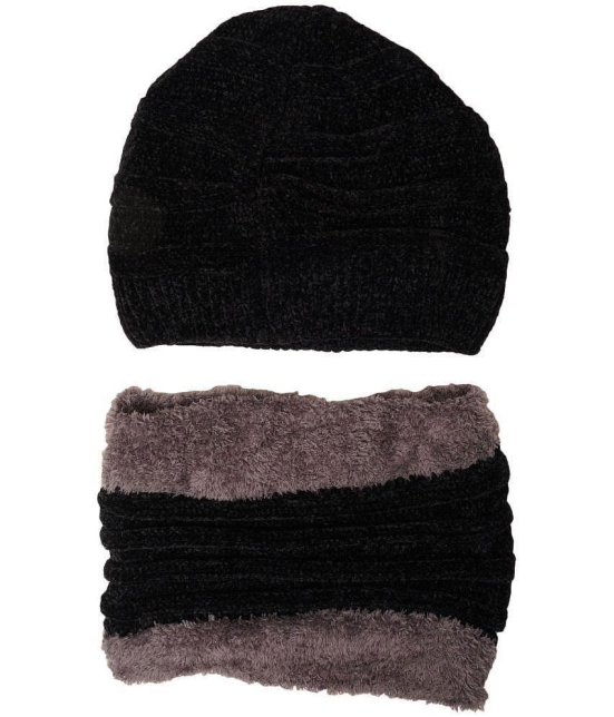 PENYAN - Black Woollen Womens Cap ( Pack of 1 ) - Black