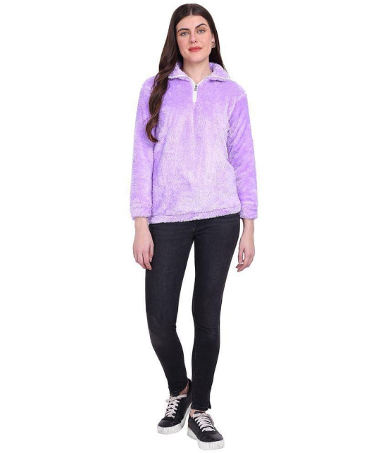 PPTHEFASHIONHUB Faux Fur Womens Non Hooded Sweatshirt ( Purple ) - None