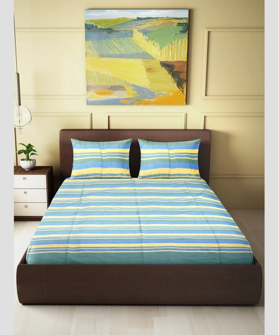 Bedspread Cotton Yellow Green Line 90X100